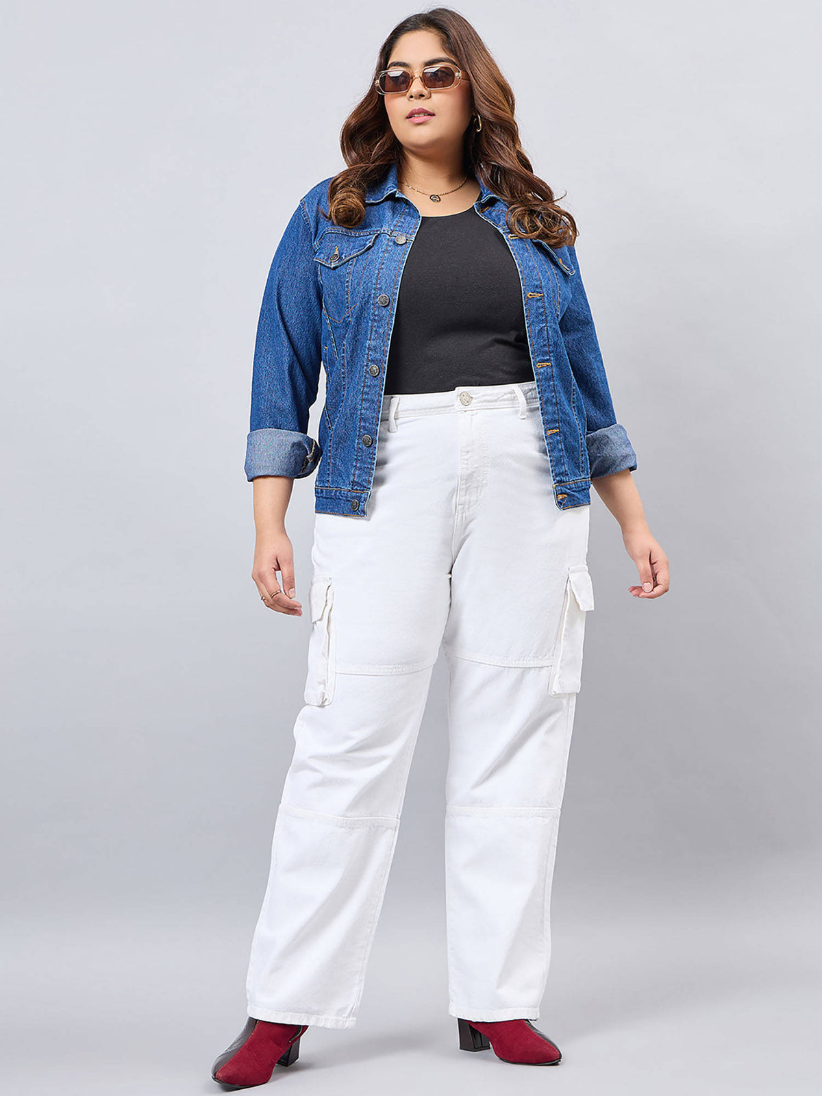 Women Plus Size Black Relaxed Fit High Rise | RF89 - view 6