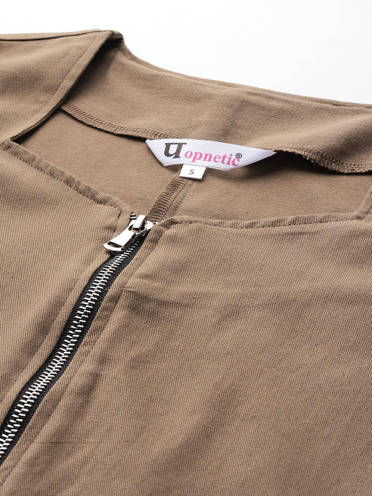 Women Solid Taupe Sweetheart Neck Crop Jacket | JC78 - view 4