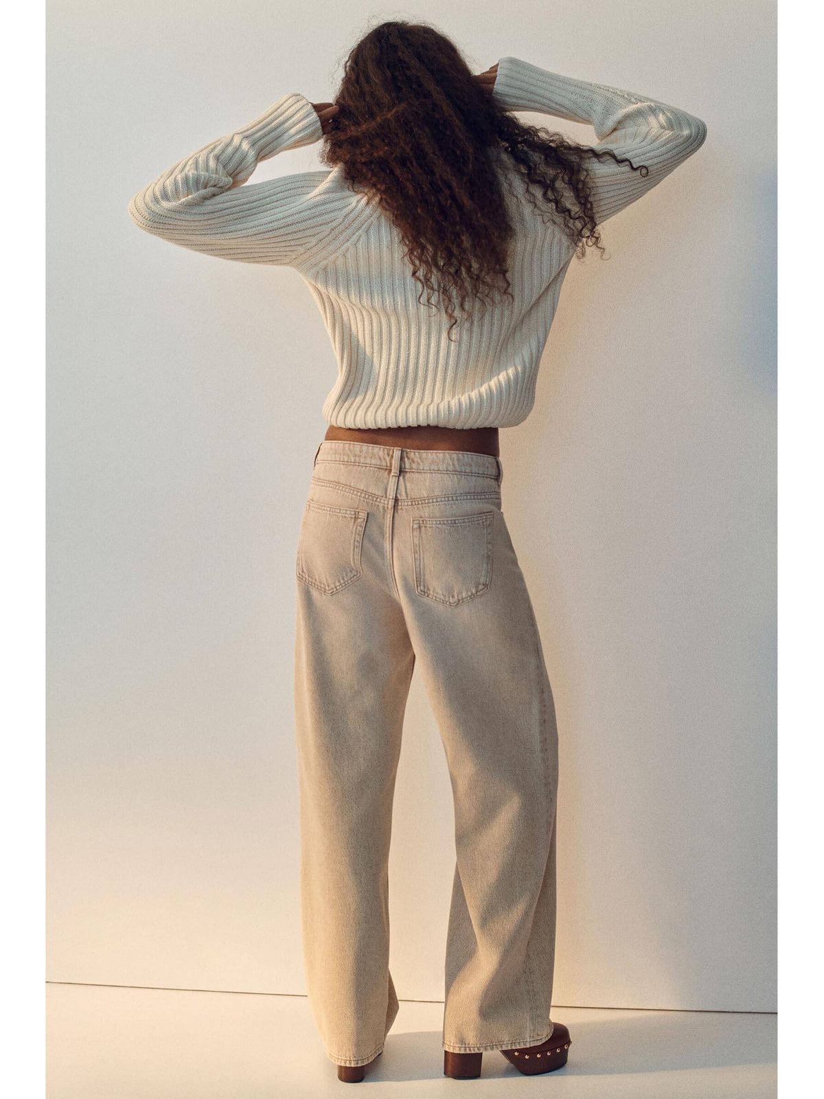 Women Beige Baggy Regular Waist Jeans | BG78 - view 3