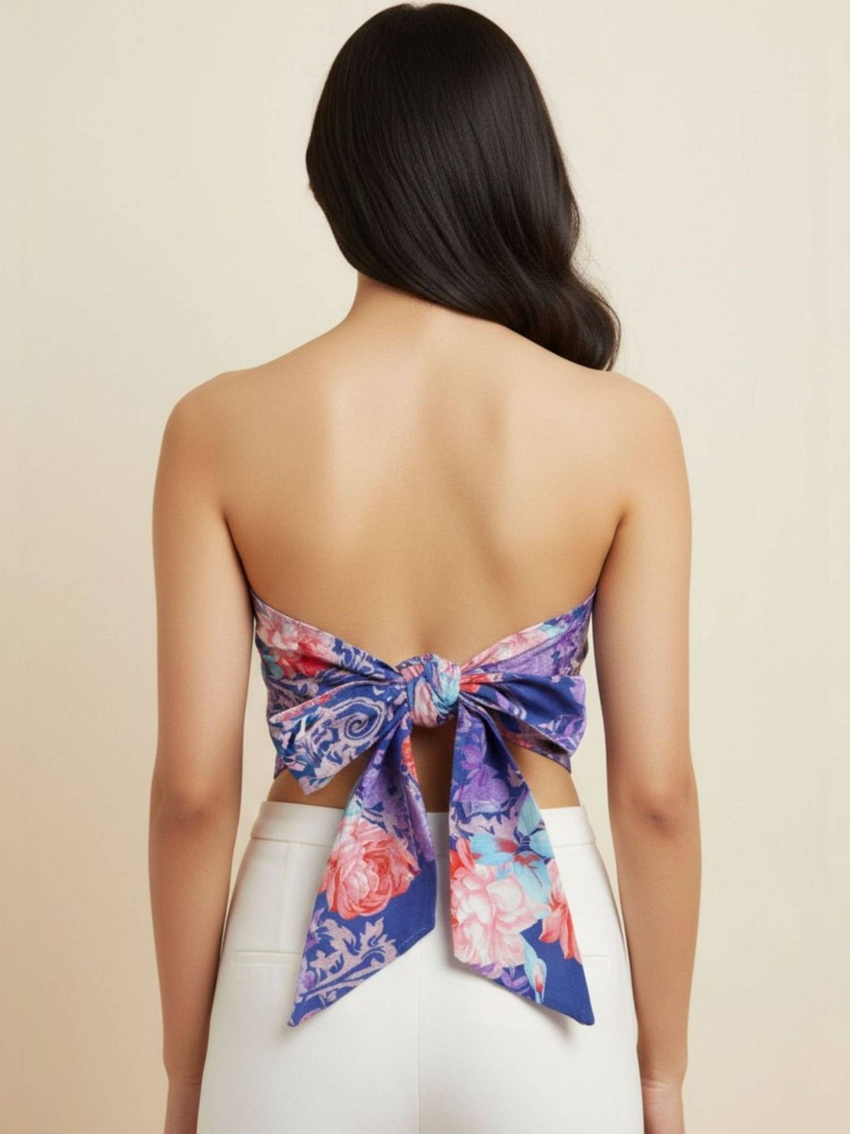 Purple Viscose Sleeveless Tube Printed Top | TT90 - view 5