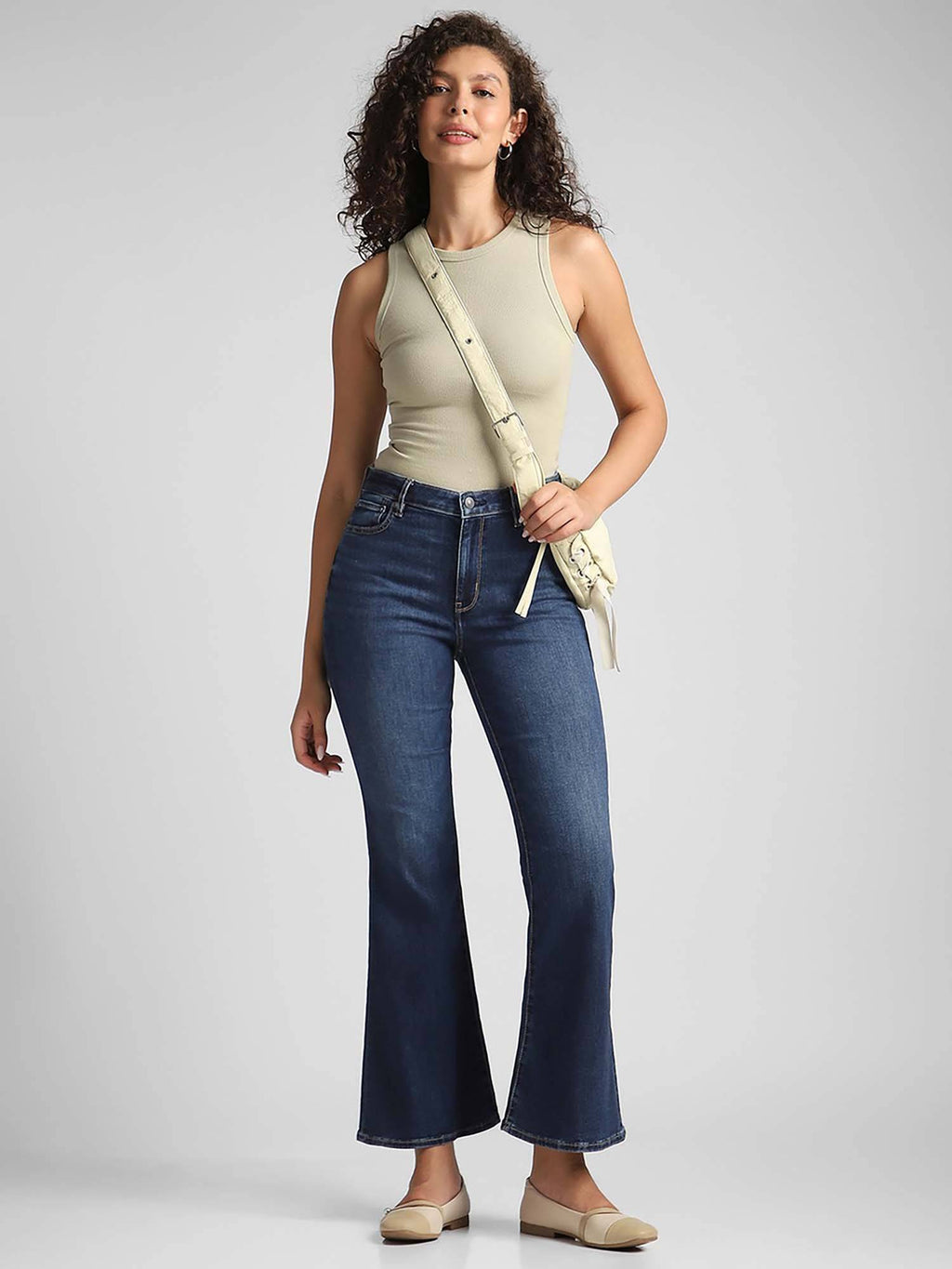 Navy Blue Cotton Blend Boot Cut Leg Jeans | BT10 - view 2