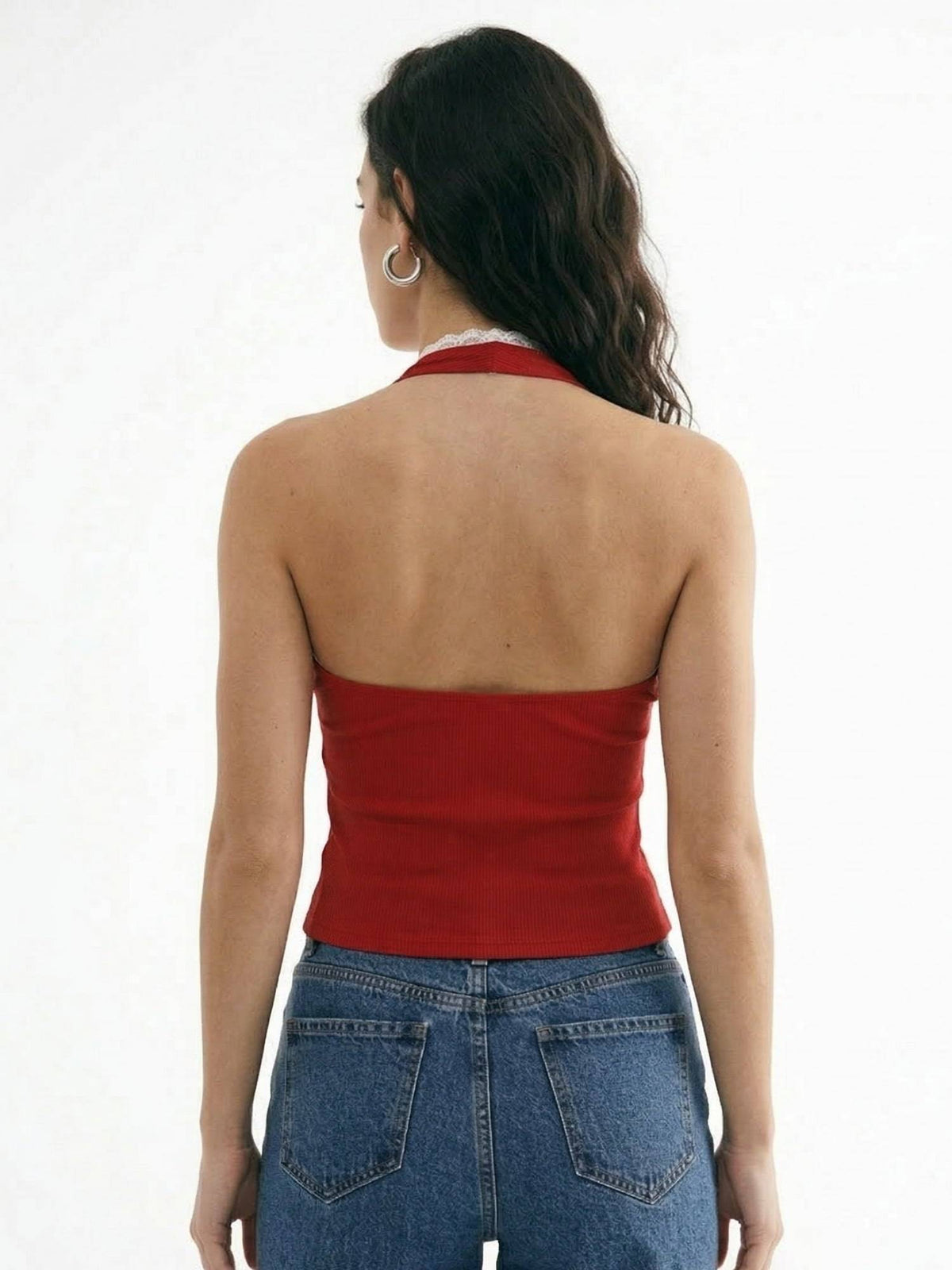 Black Halter Neck Fitted Top | HT67 - view 6