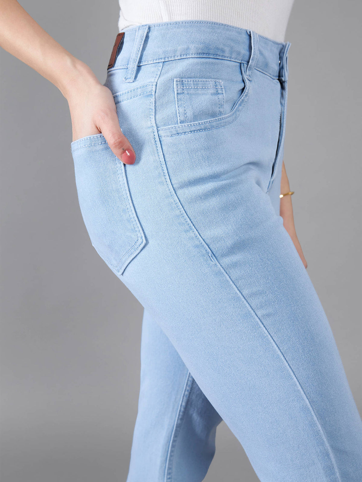 Womens Light Blue Boot Cut High Rise Stretchable Jeans | BT10 - view 5