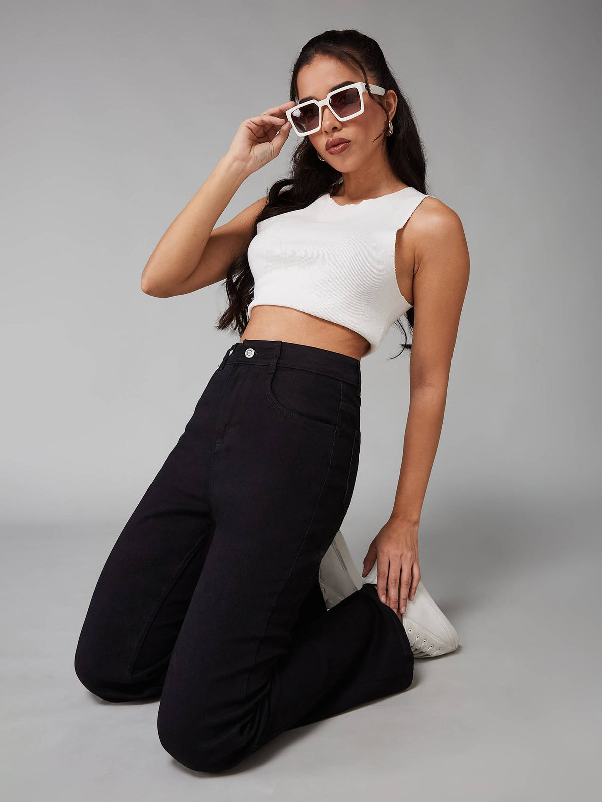 Womens Black Bootcut High Rise Clean Look Regular Jeans | BT10 - view 6