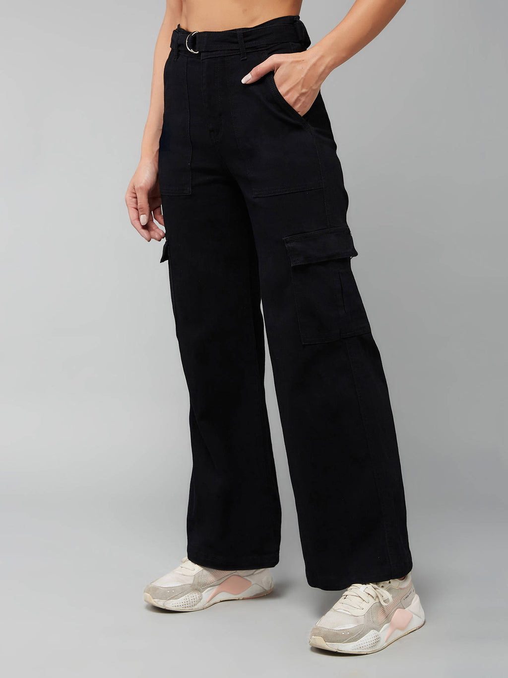 Women's Blue Solid Regular Fit Jeans | ST23 - view 14