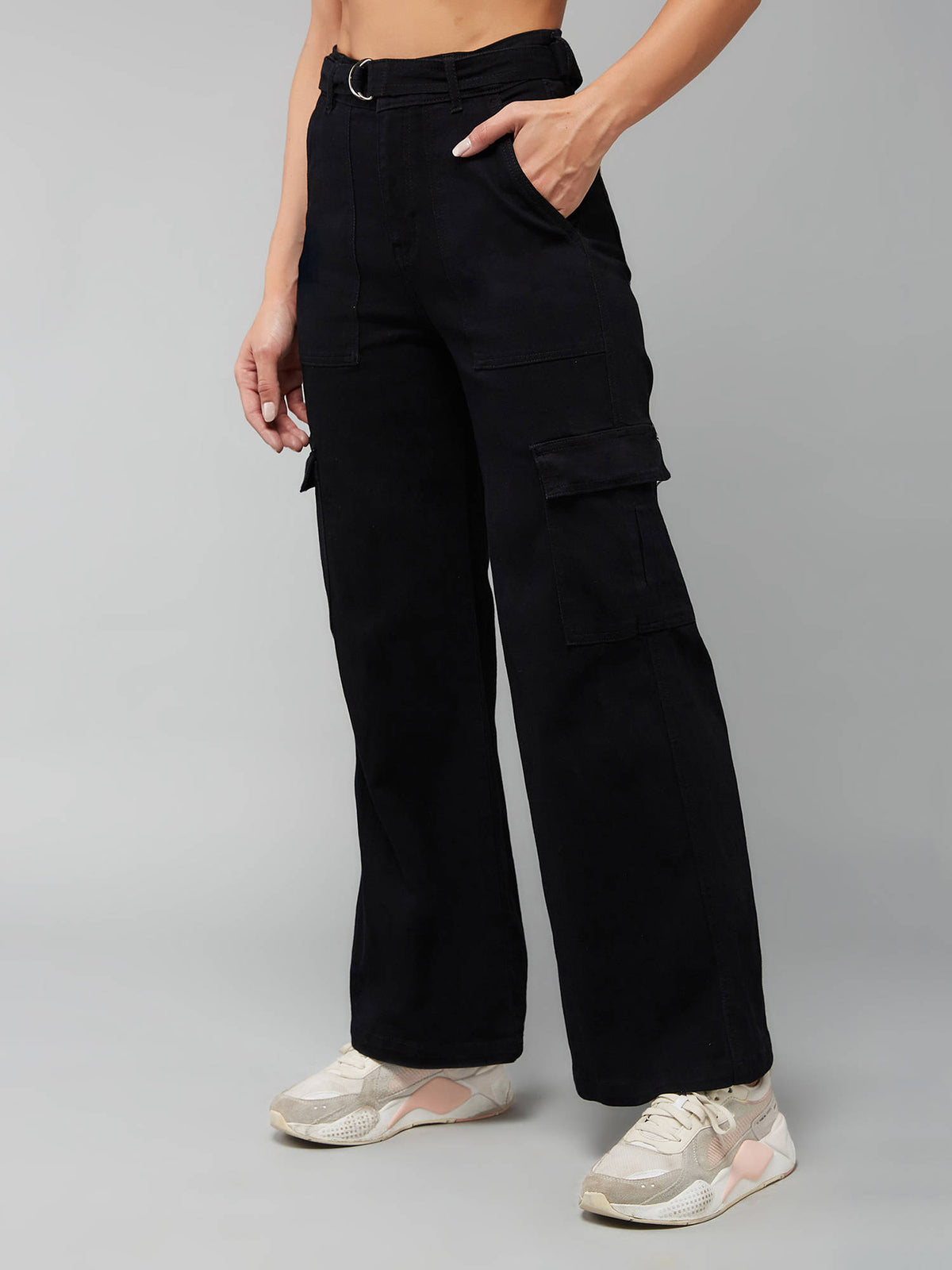 Women's Blue Solid Regular Fit Jeans | ST23 - view 14