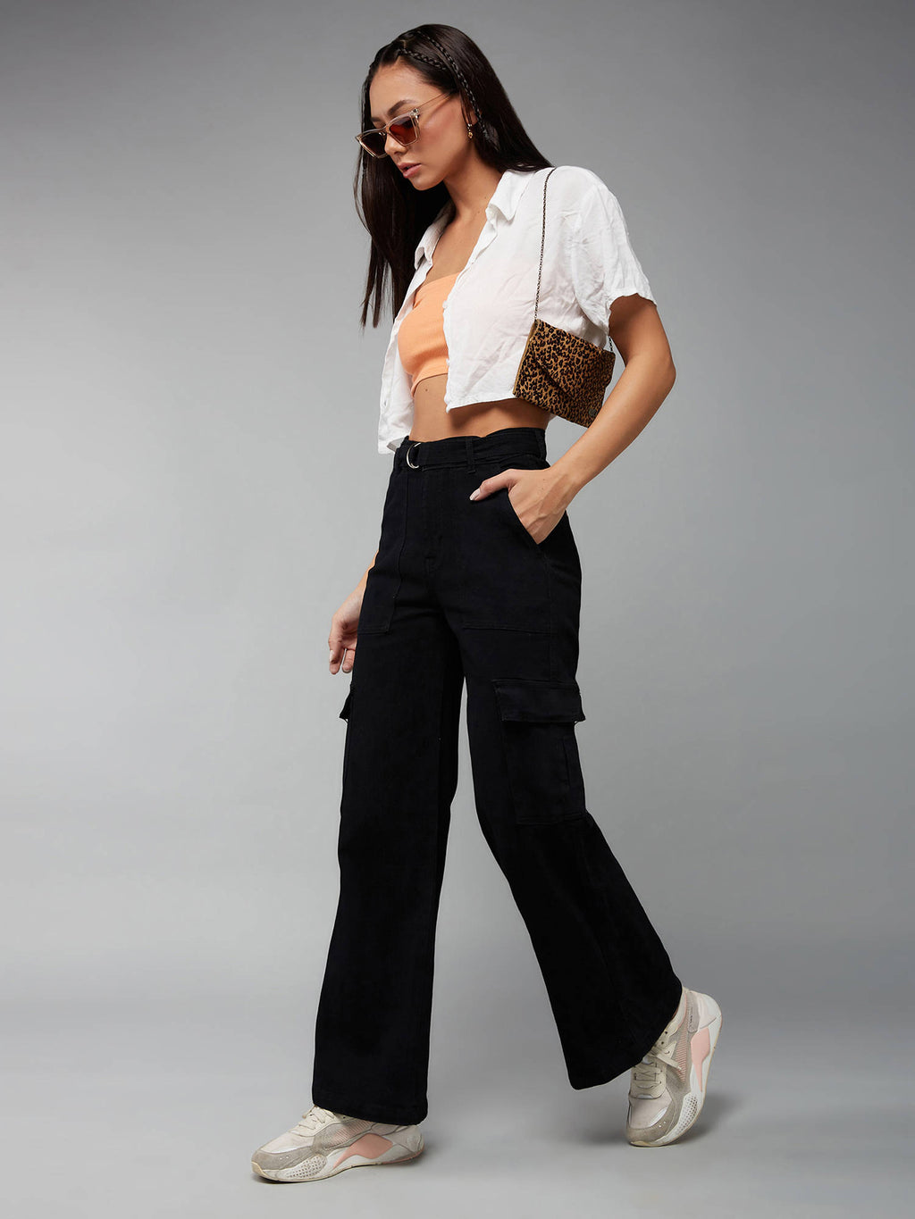 Women's Blue Solid Regular Fit Jeans | ST23 - view 15