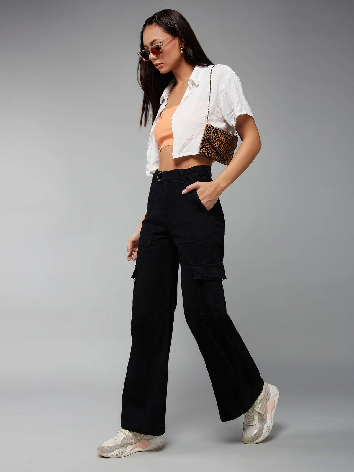 Women's Blue Solid Regular Fit Jeans | ST23 - view 15