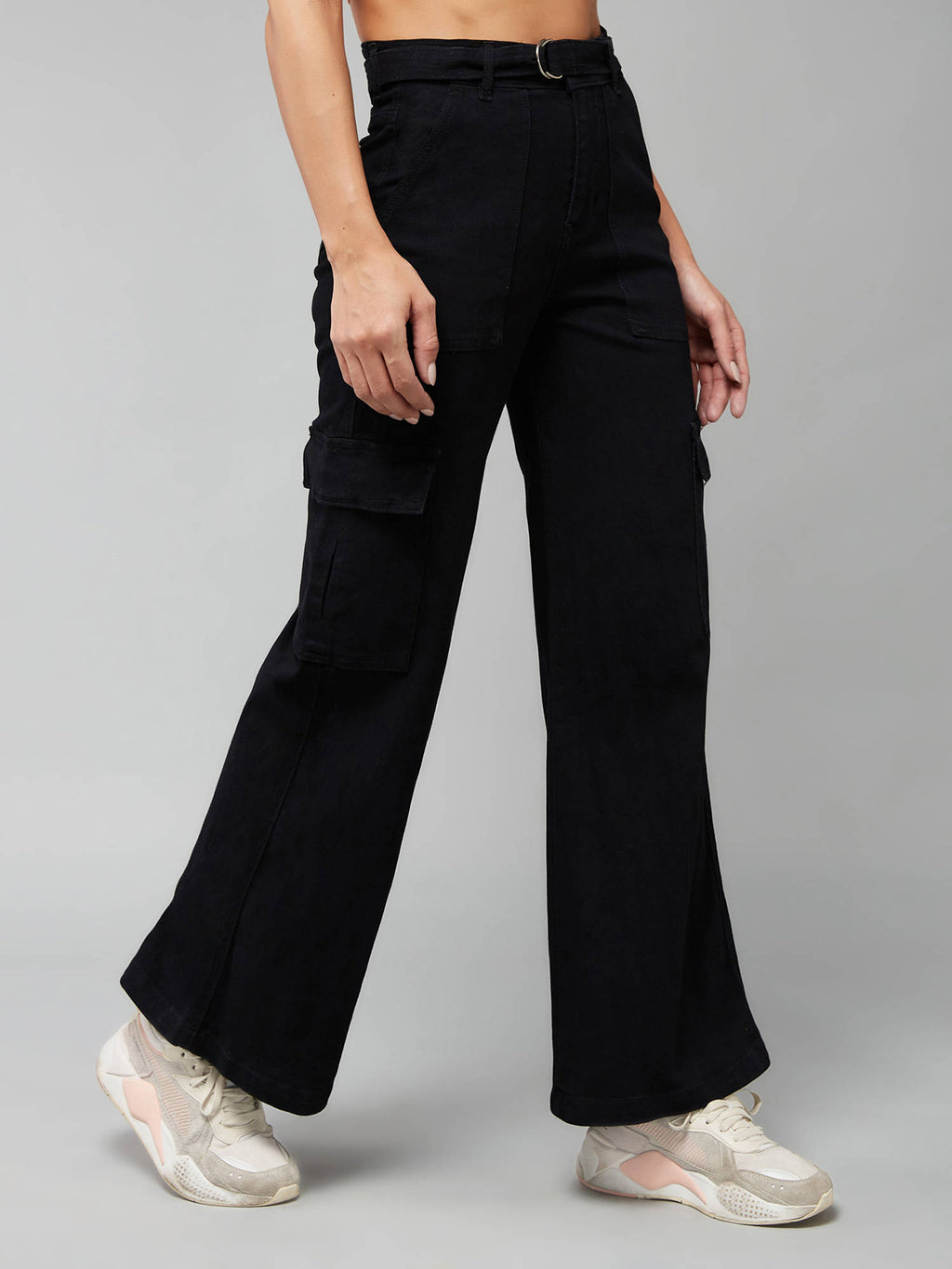 Women's Blue Solid Regular Fit Jeans | ST23 - view 16