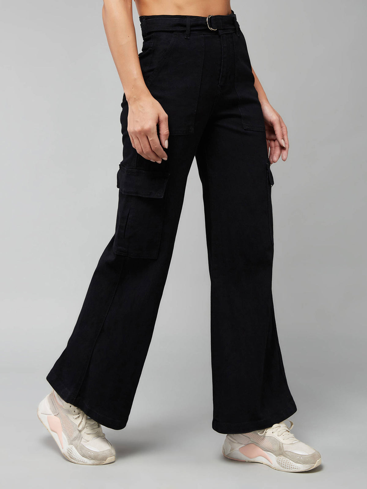 Women's Blue Solid Regular Fit Jeans | ST23 - view 16