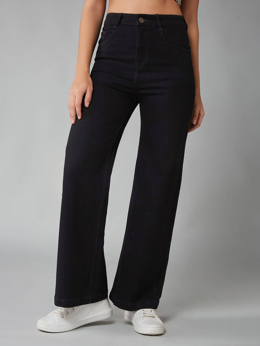 Womens Black Bootcut High Rise Clean Look Regular Stretchable Jeans | BT10 - view 1