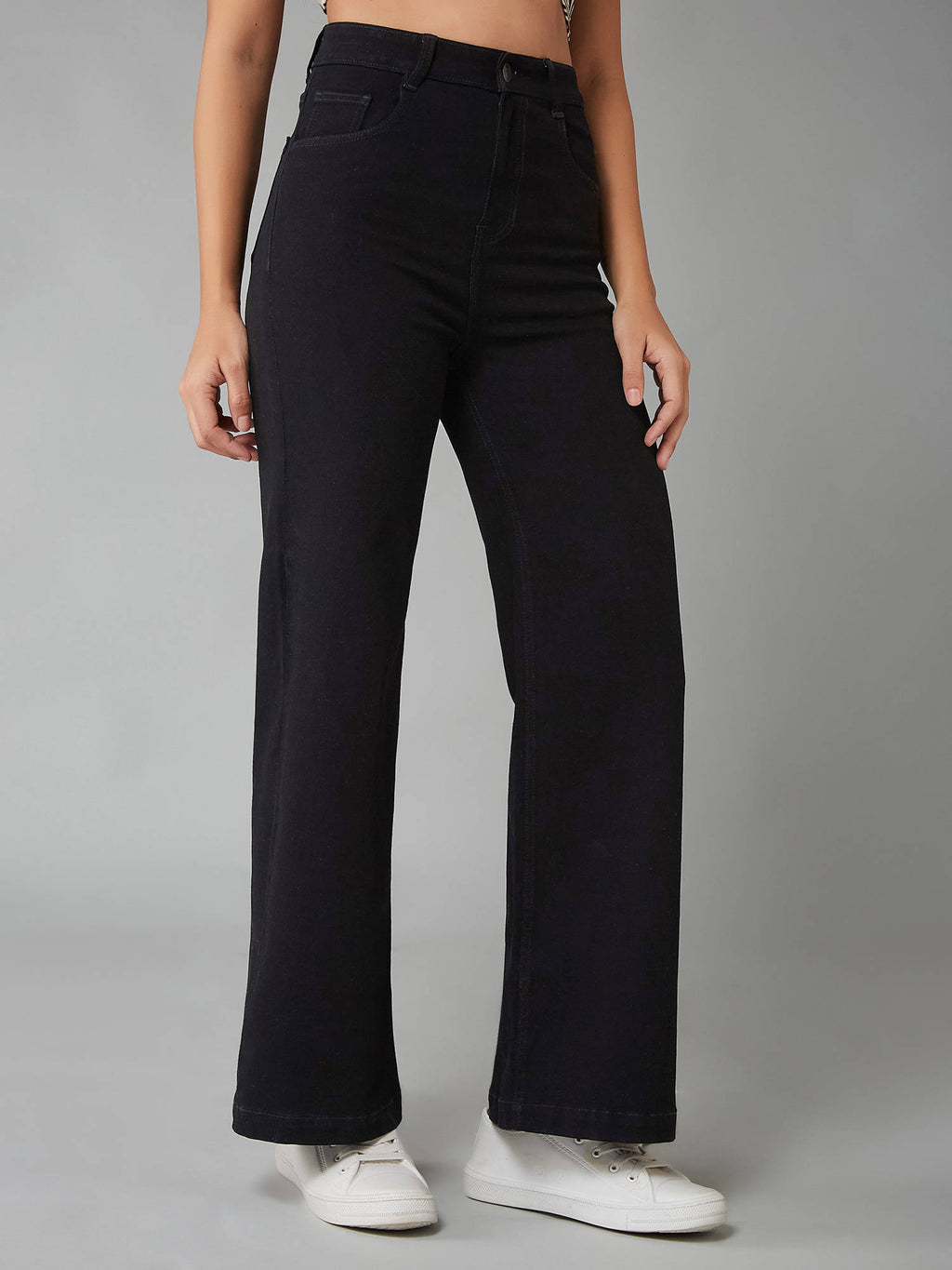 Womens Black Bootcut High Rise Clean Look Regular Stretchable Jeans | BT10 - view 3