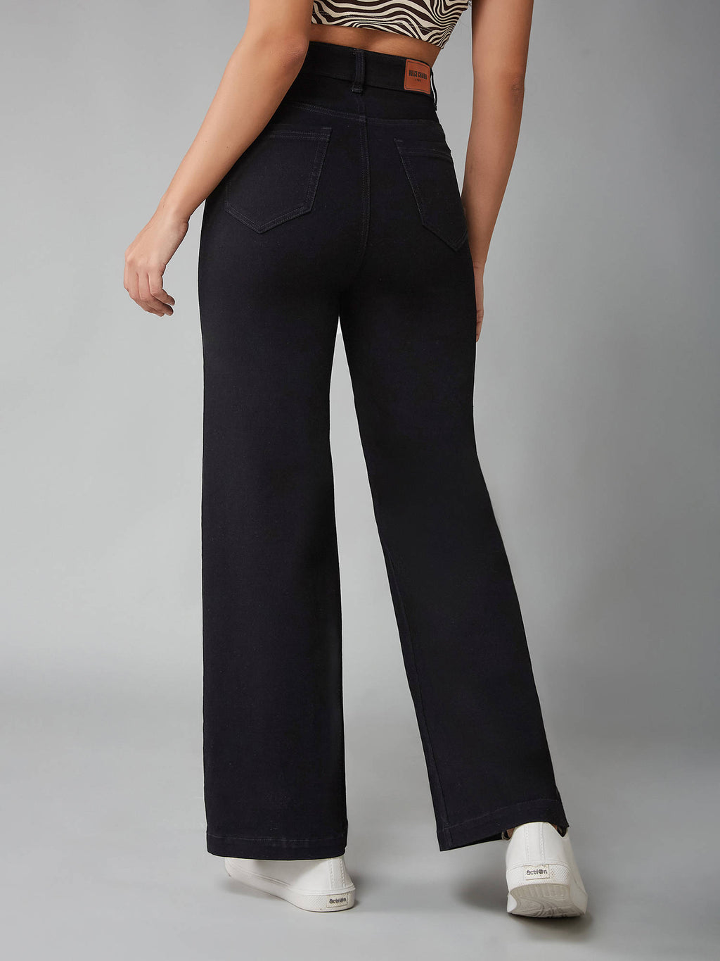Womens Black Bootcut High Rise Clean Look Regular Stretchable Jeans | BT10 - view 4