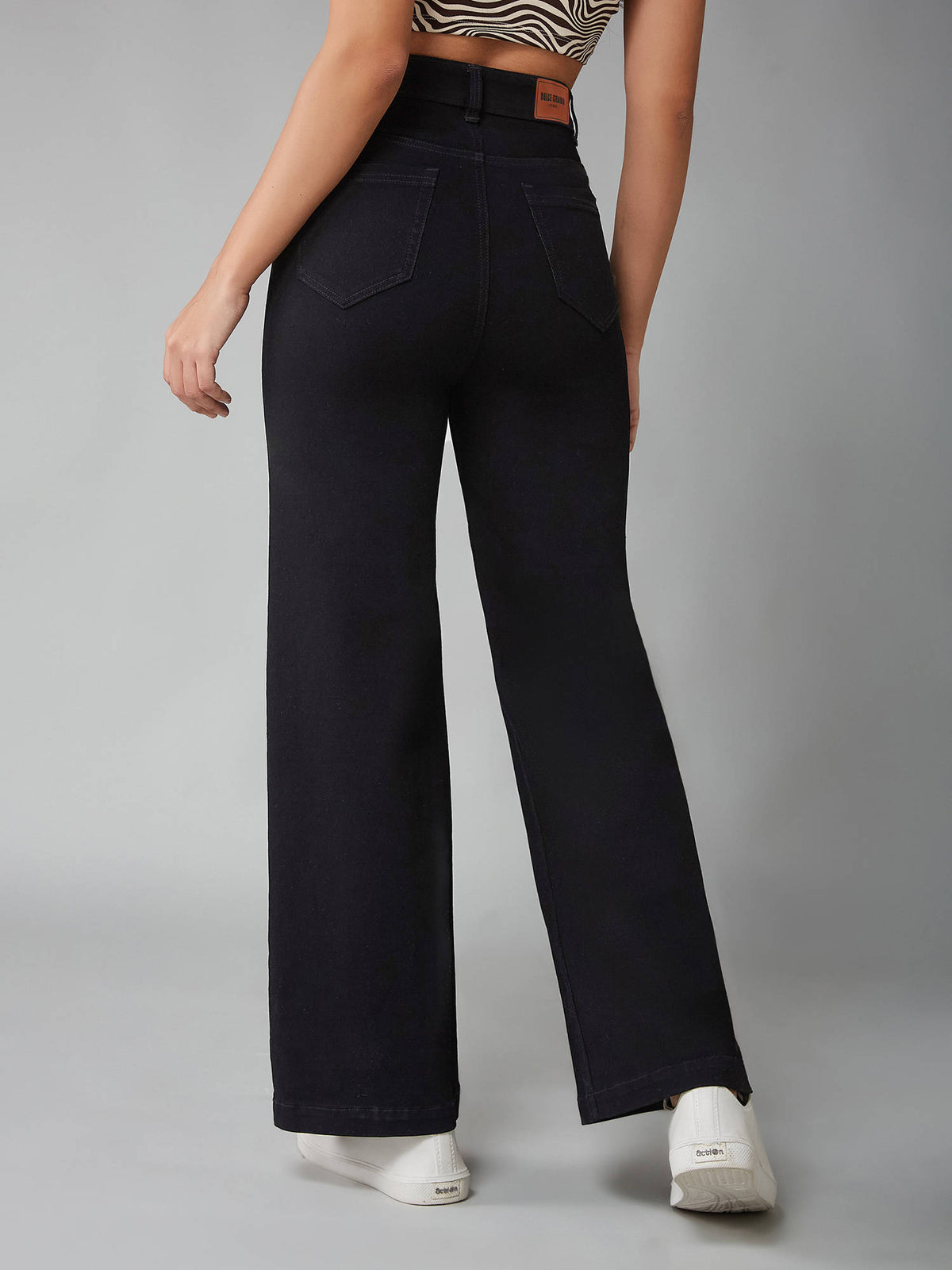 Womens Black Bootcut High Rise Clean Look Regular Stretchable Jeans | BT10 - view 4