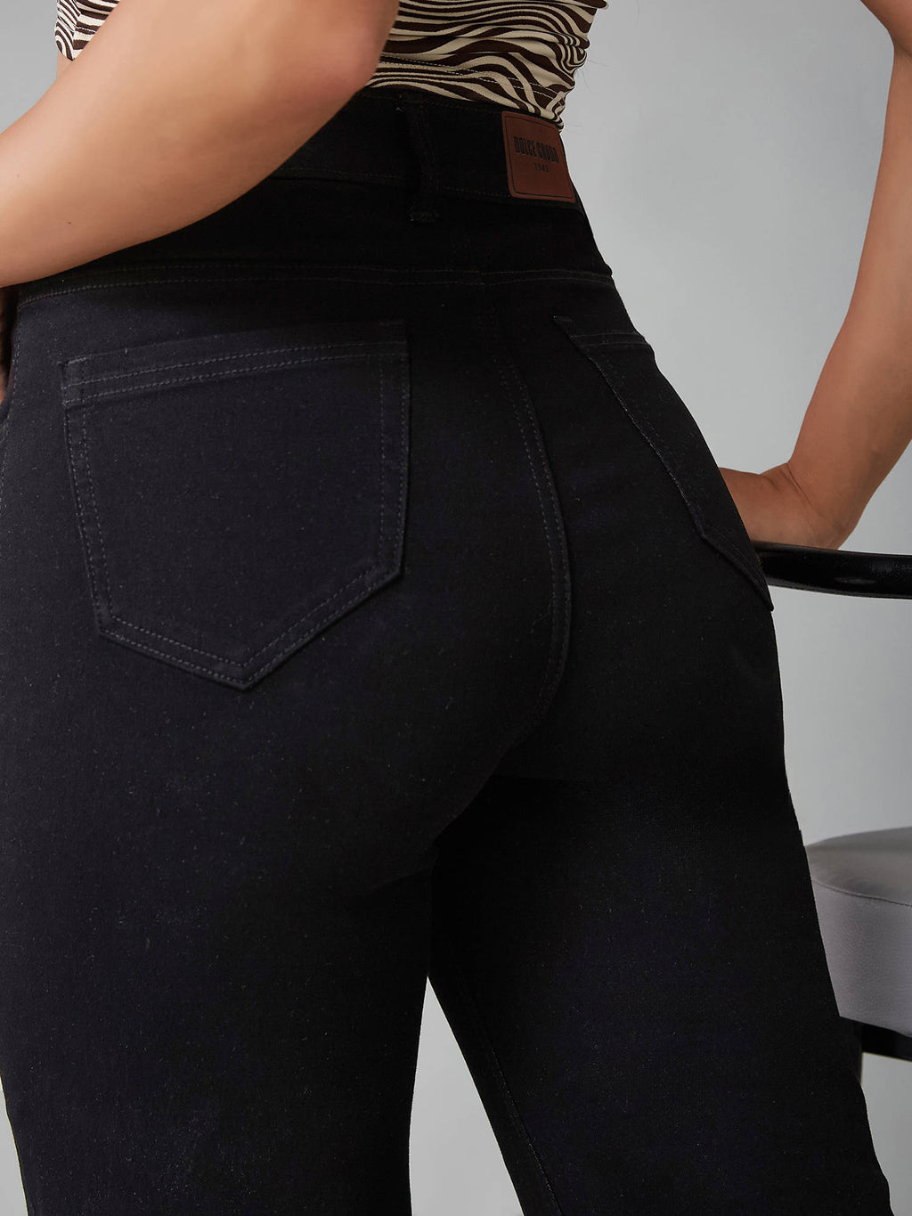 Womens Black Bootcut High Rise Clean Look Regular Stretchable Jeans | BT10 - view 5