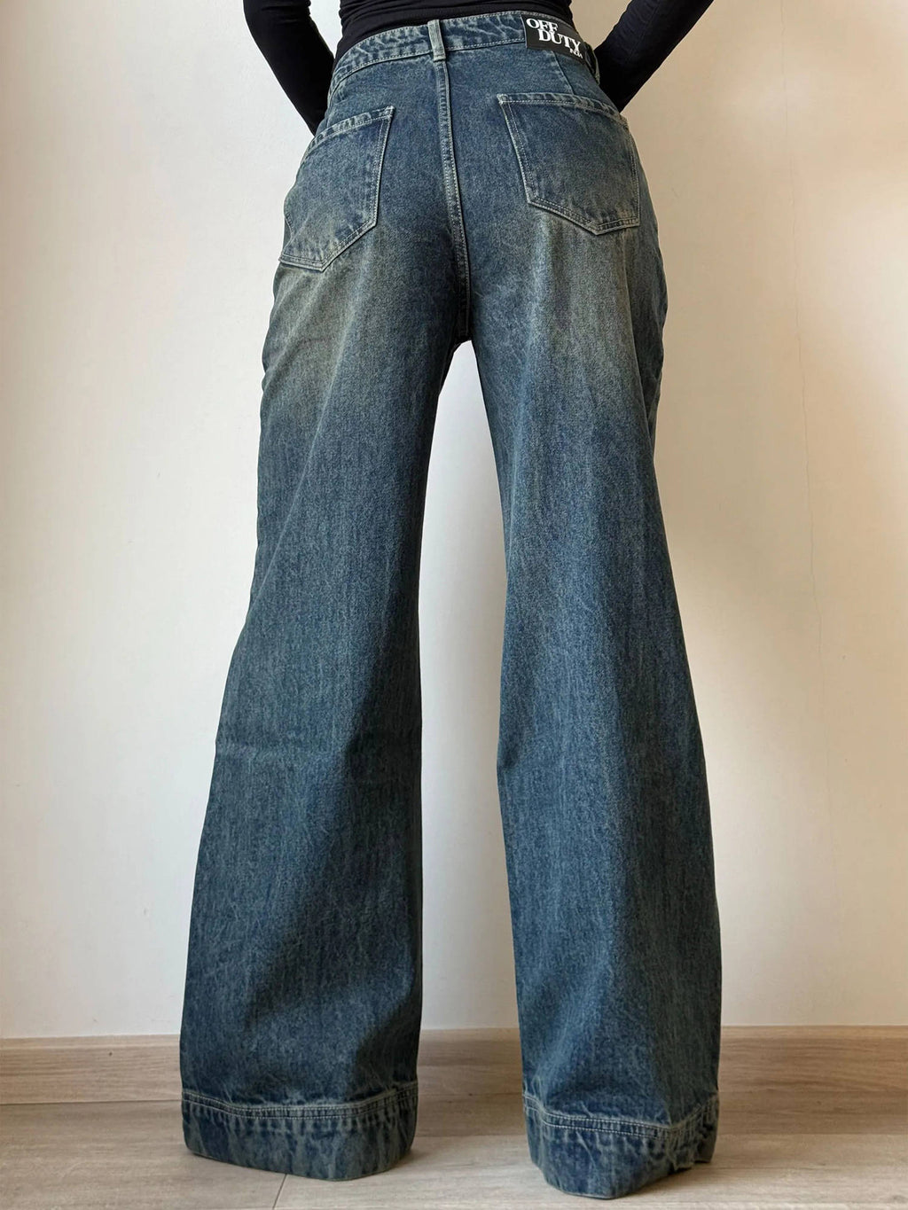 Off Duty Black Wide Leg High Rise Jeans | WL90 - view 2