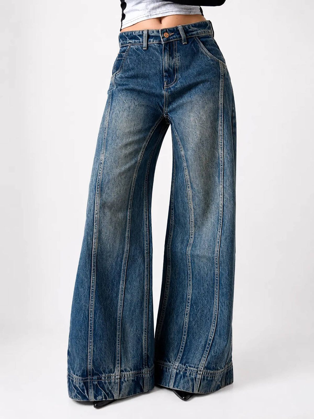 Off Duty Black Wide Leg High Rise Jeans | WL90 - view 5