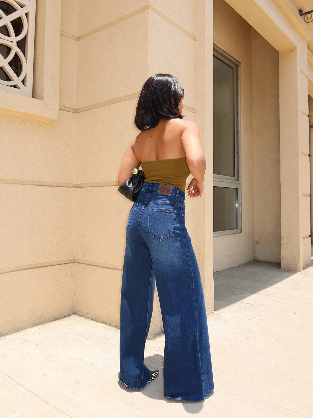 Off Duty Twilight Blue Raw Hem Wide Leg Jeans | WL90 - view 2