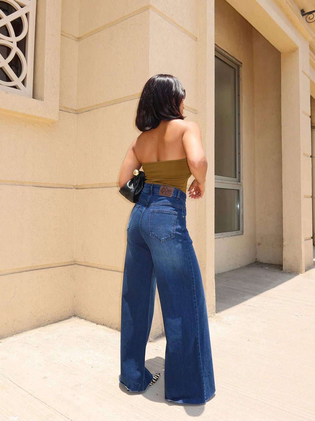 Off Duty Twilight Blue Raw Hem Wide Leg Jeans | WL90 - view 2
