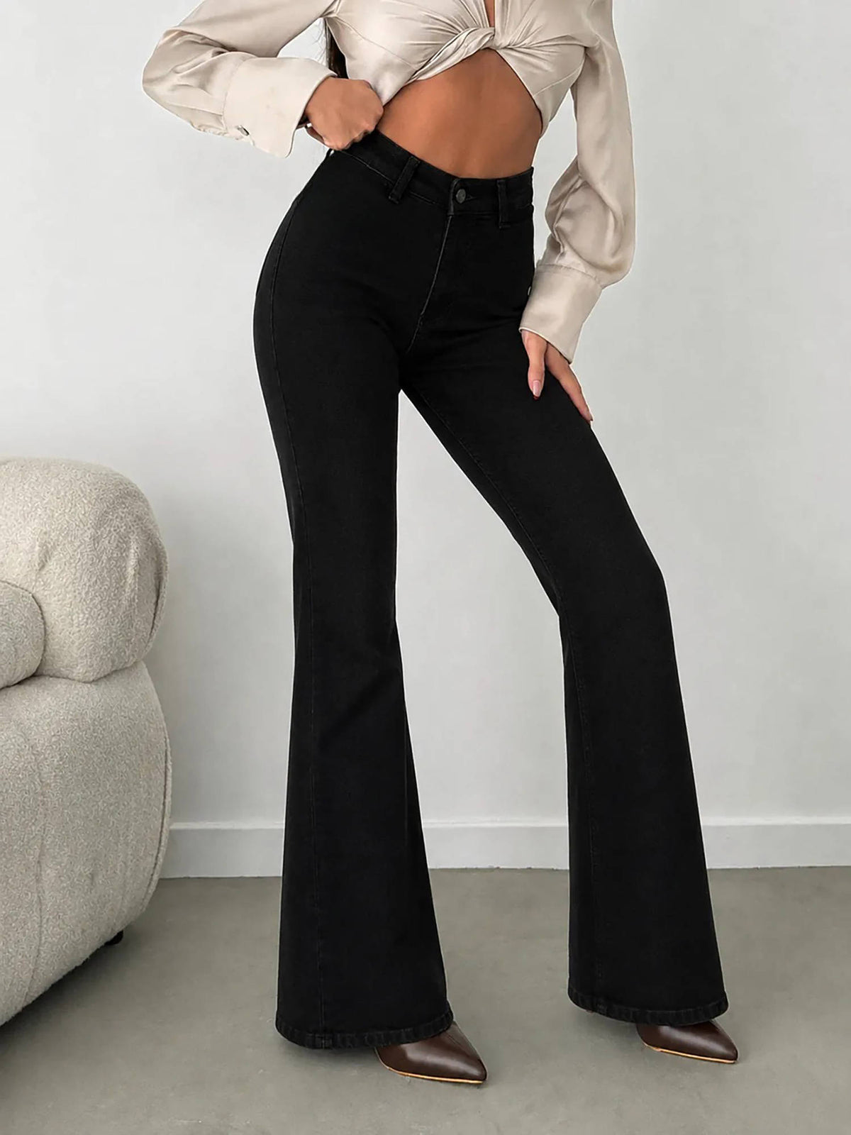Black Ultra High Rise Flare Jeans | BG78 - view 2