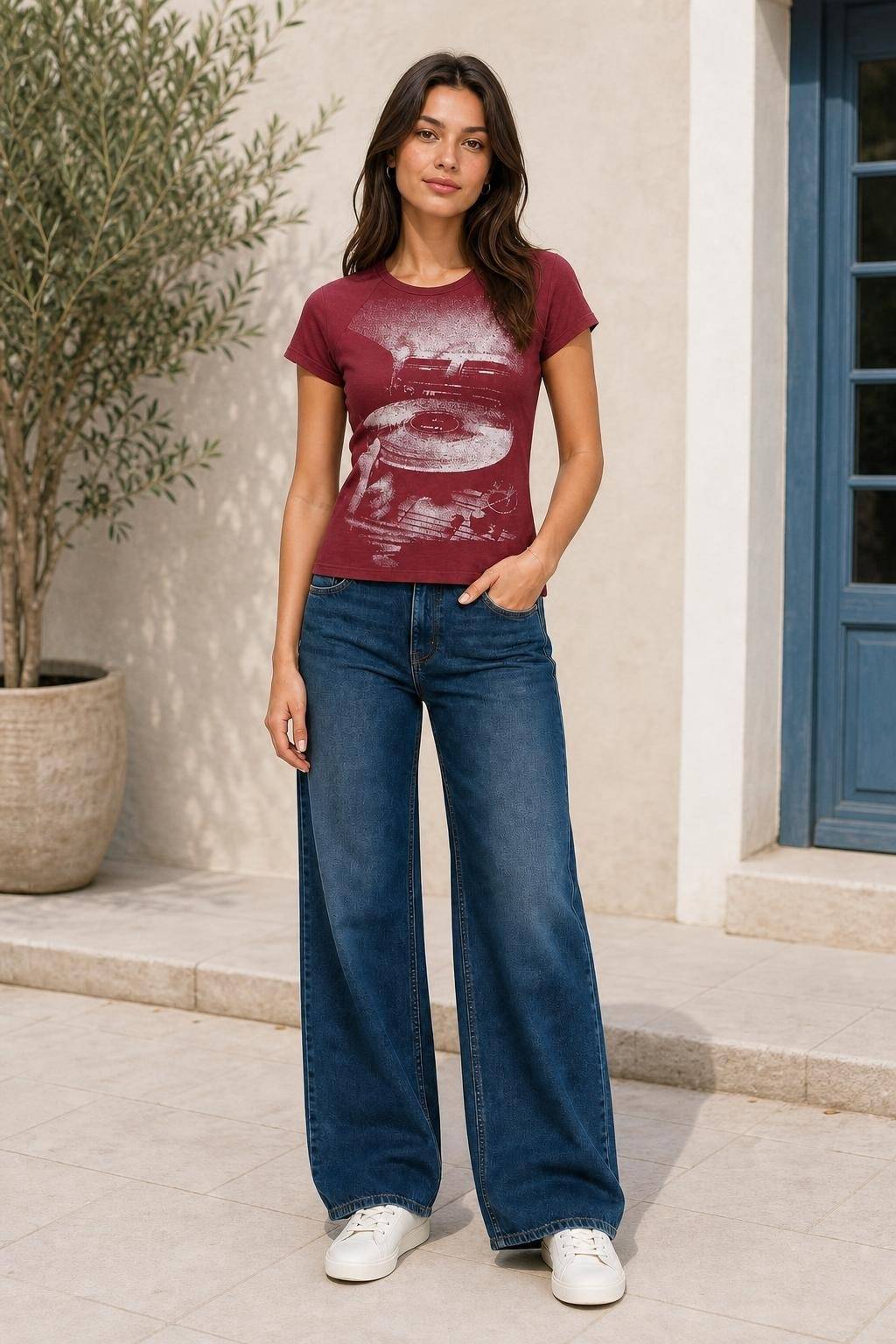 Blue Jersey Round Neckline Graphic Short Sleeve Tee | TS56 - view 8