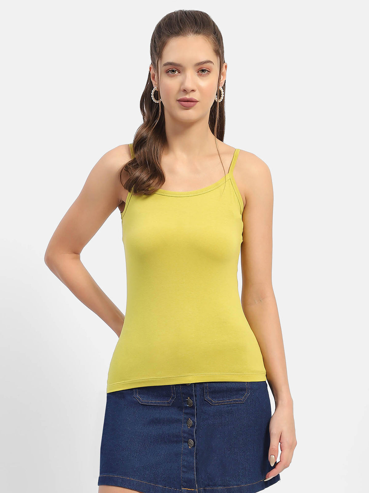 Lime Green Ribbed Camisoles | TT98 - view 1