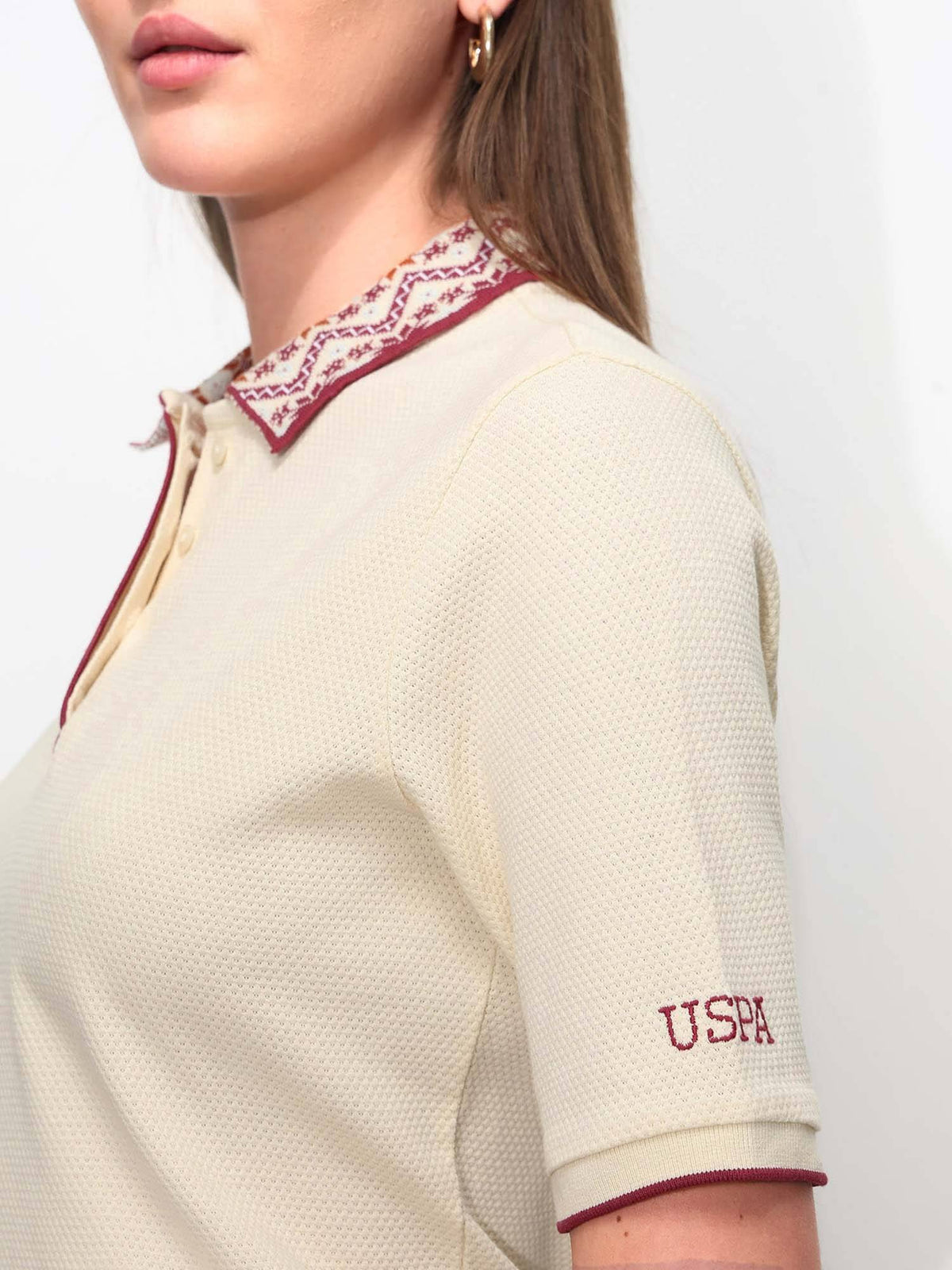 White Cotton Half Sleeves Polo T-Shirt | PW43 - view 9