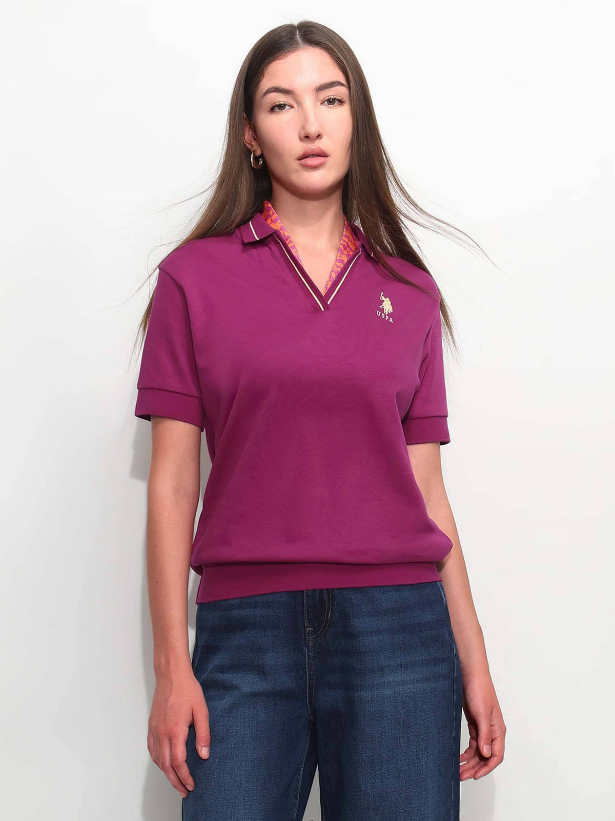 Blue Solid Boxy Fit Polo T-Shirt | U89 - view 15