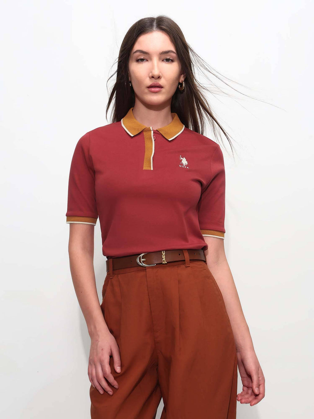 Red Cotton Half Sleeves Polo T-Shirt | PW43 - view 1