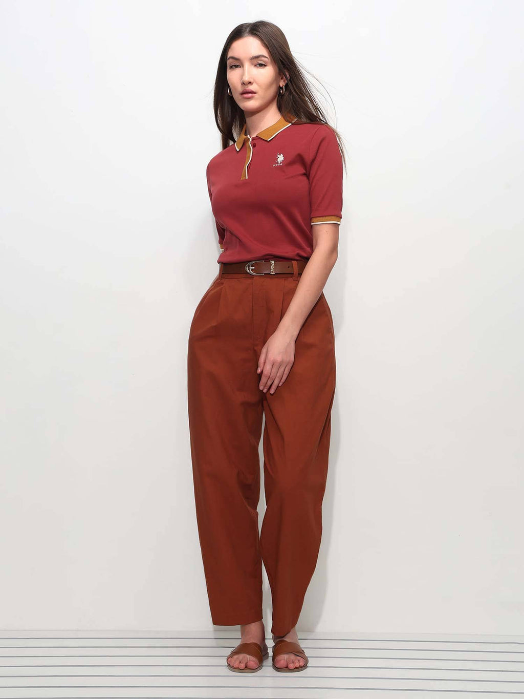 Red Cotton Half Sleeves Polo T-Shirt | PW43 - view 3