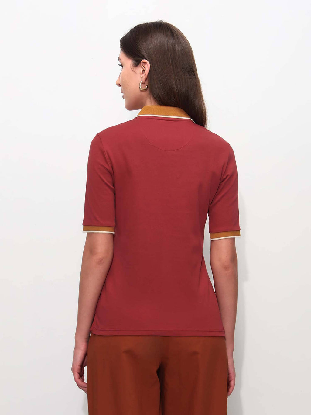 Red Cotton Half Sleeves Polo T-Shirt | PW43 - view 5