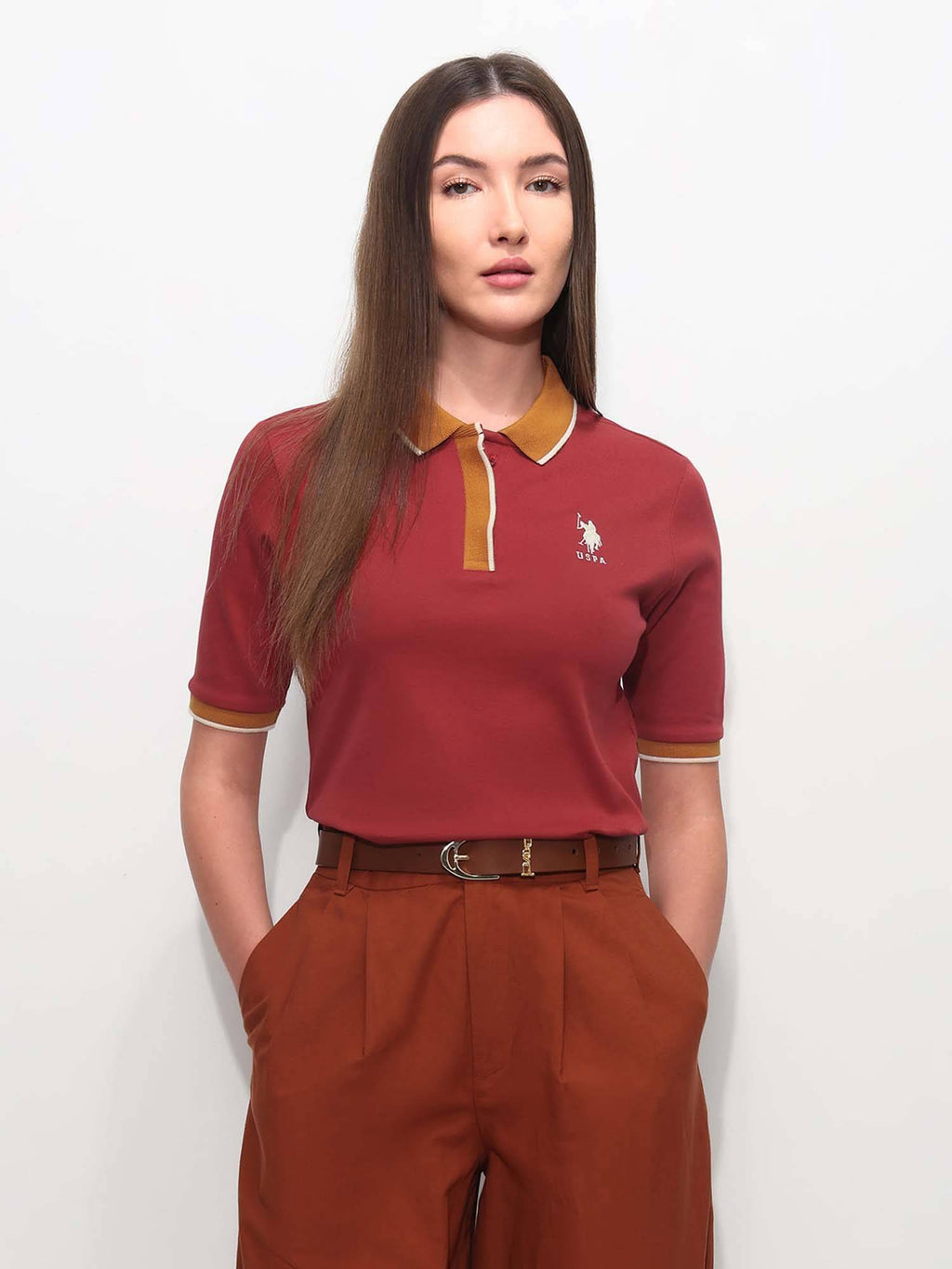 Red Cotton Half Sleeves Polo T-Shirt | PW43 - view 6