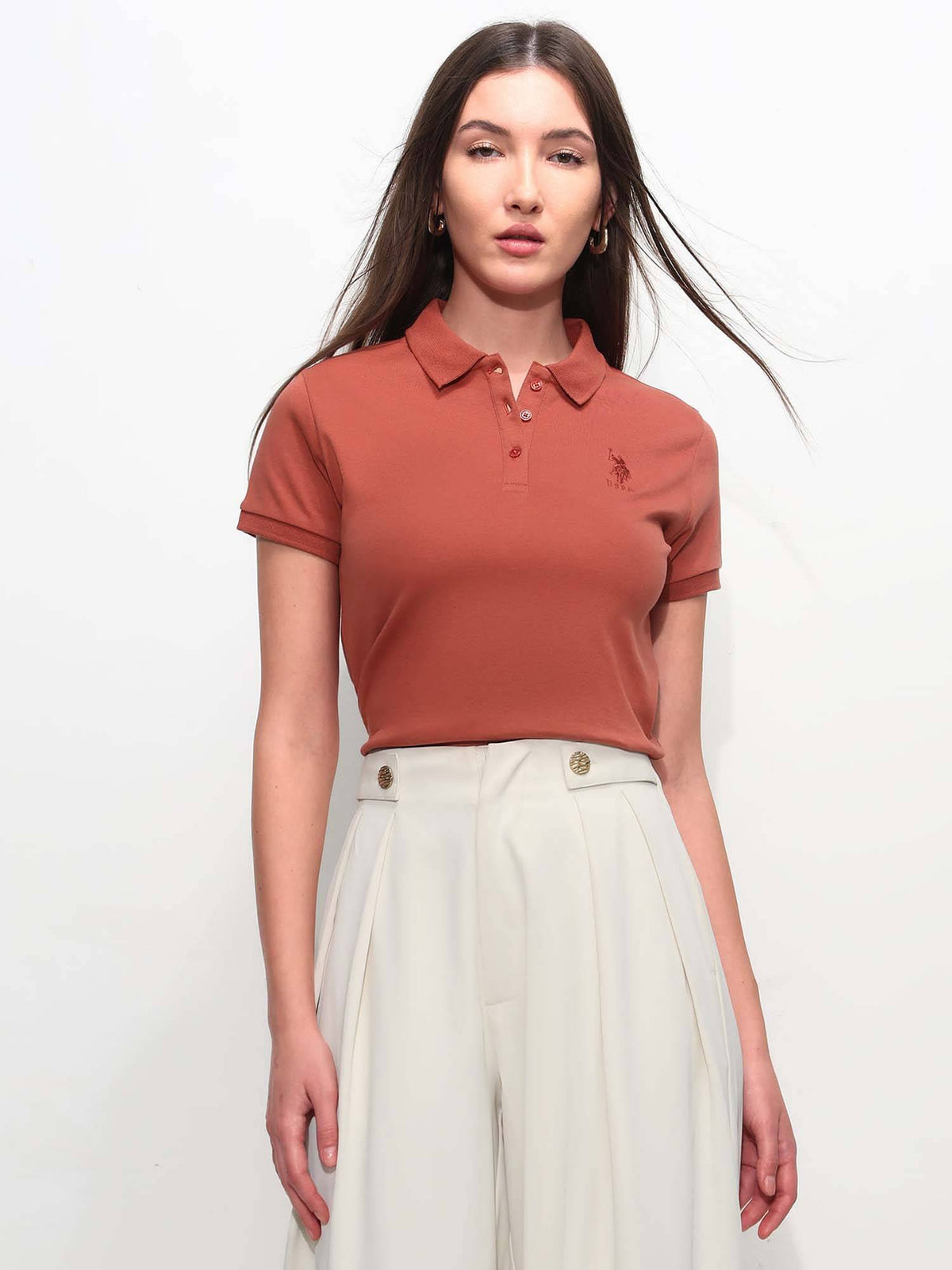 Orange Solid Regular Fit Polo T-Shirt | U89 - view 42