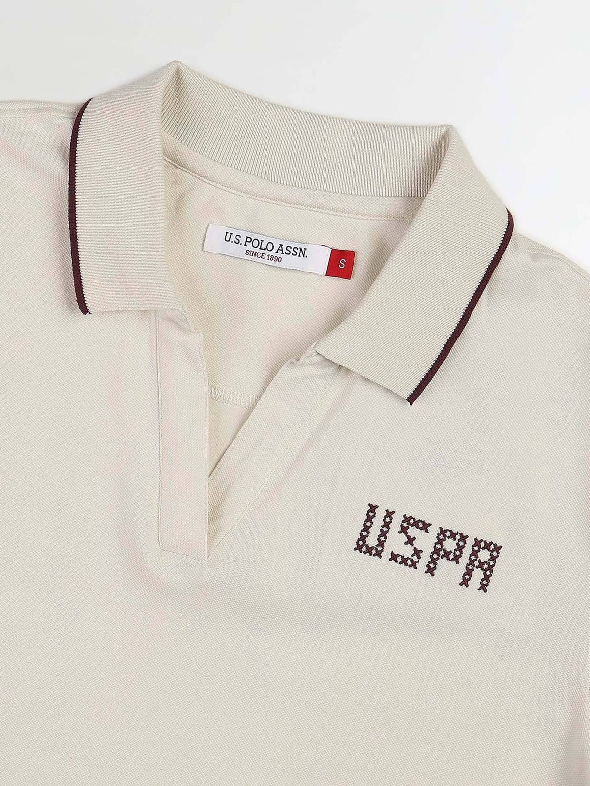 White Cotton Half Sleeves Polo T-Shirt | U89 - view 8