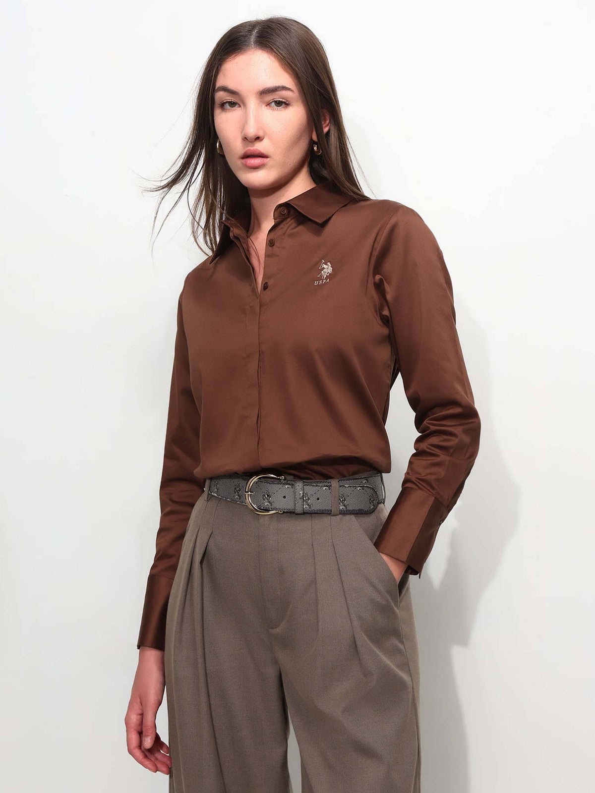Green Satin Regular Fit Shirt | S67 - view 29