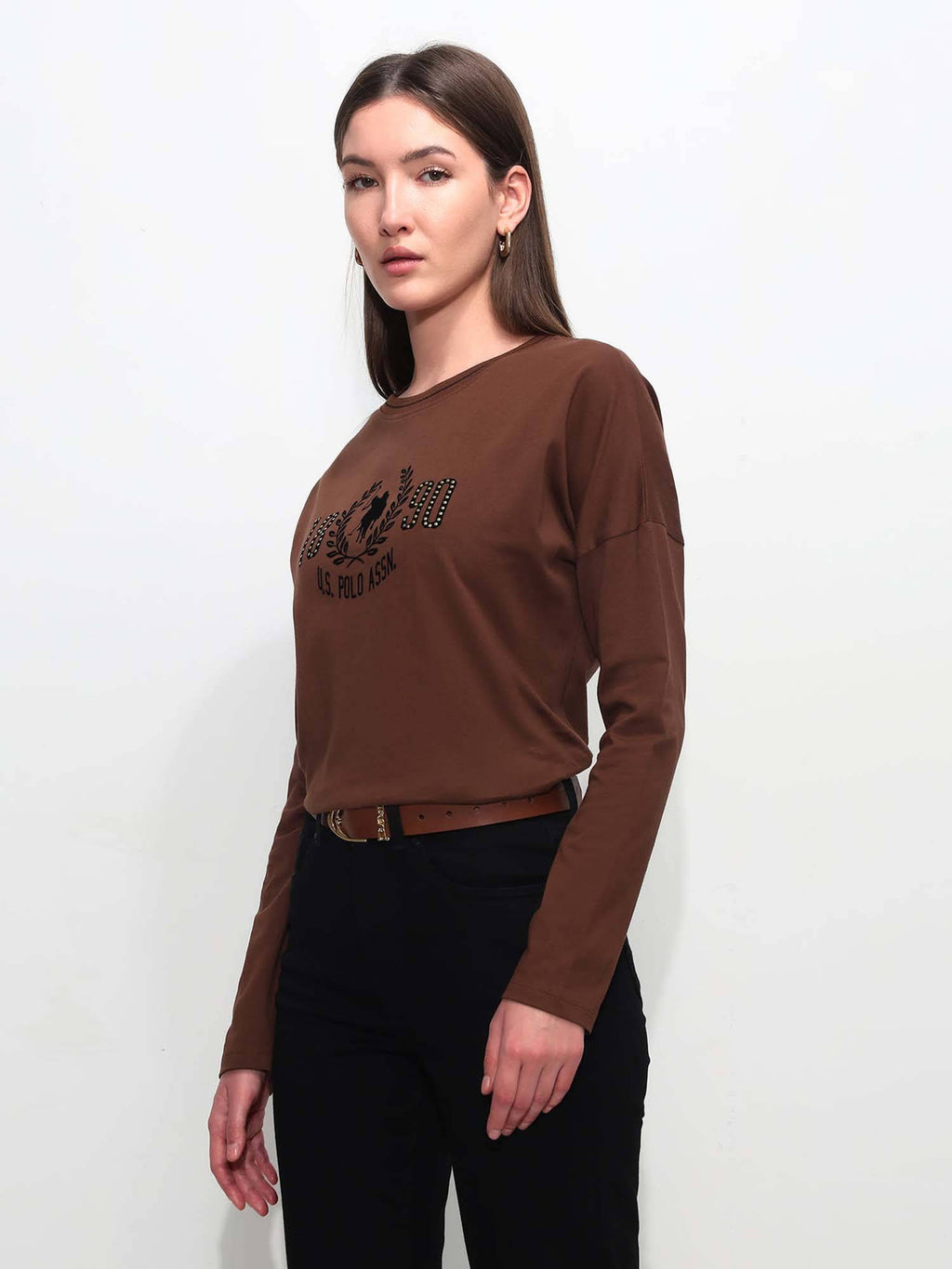 Brown Cotton Full Sleeves T-Shirt | PW43 - view 4