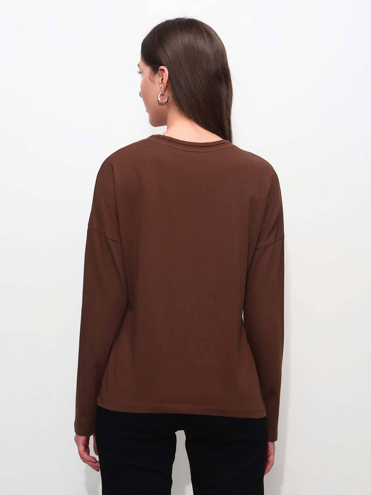 Brown Cotton Full Sleeves T-Shirt | PW43 - view 5