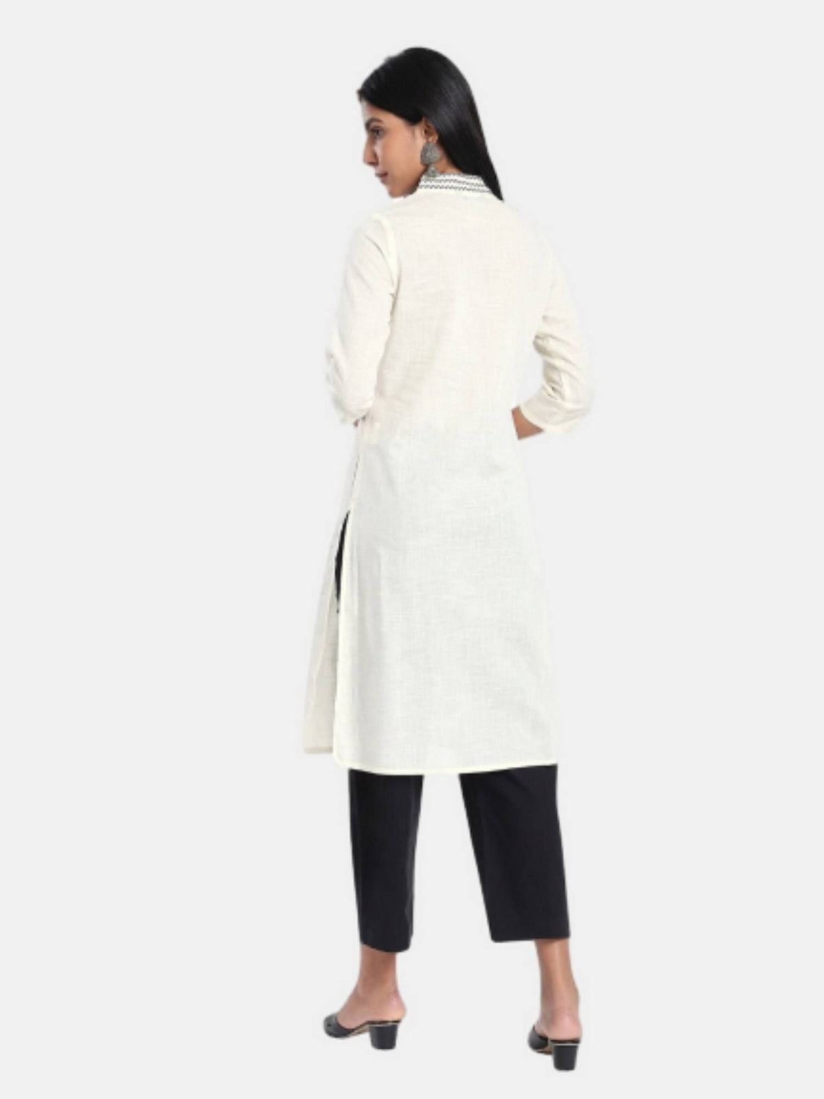 Off White Regular Fit Printed Kurta | U3S - view 2