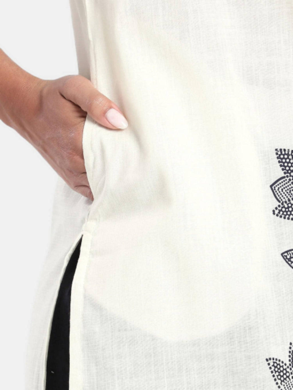 Off White Regular Fit Printed Kurta | U3S - view 8