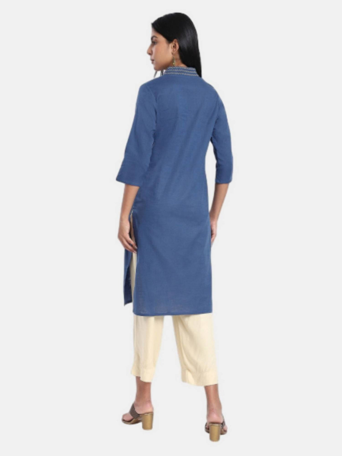 Off White Regular Fit Printed Kurta | U3S - view 10