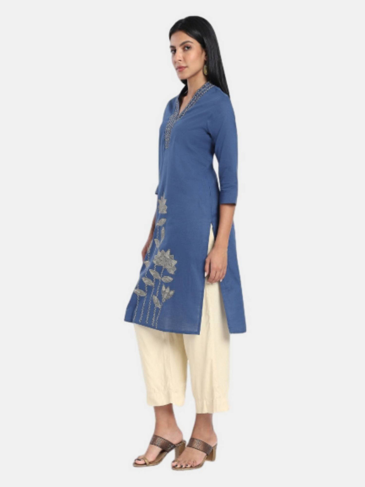 Off White Regular Fit Printed Kurta | U3S - view 13