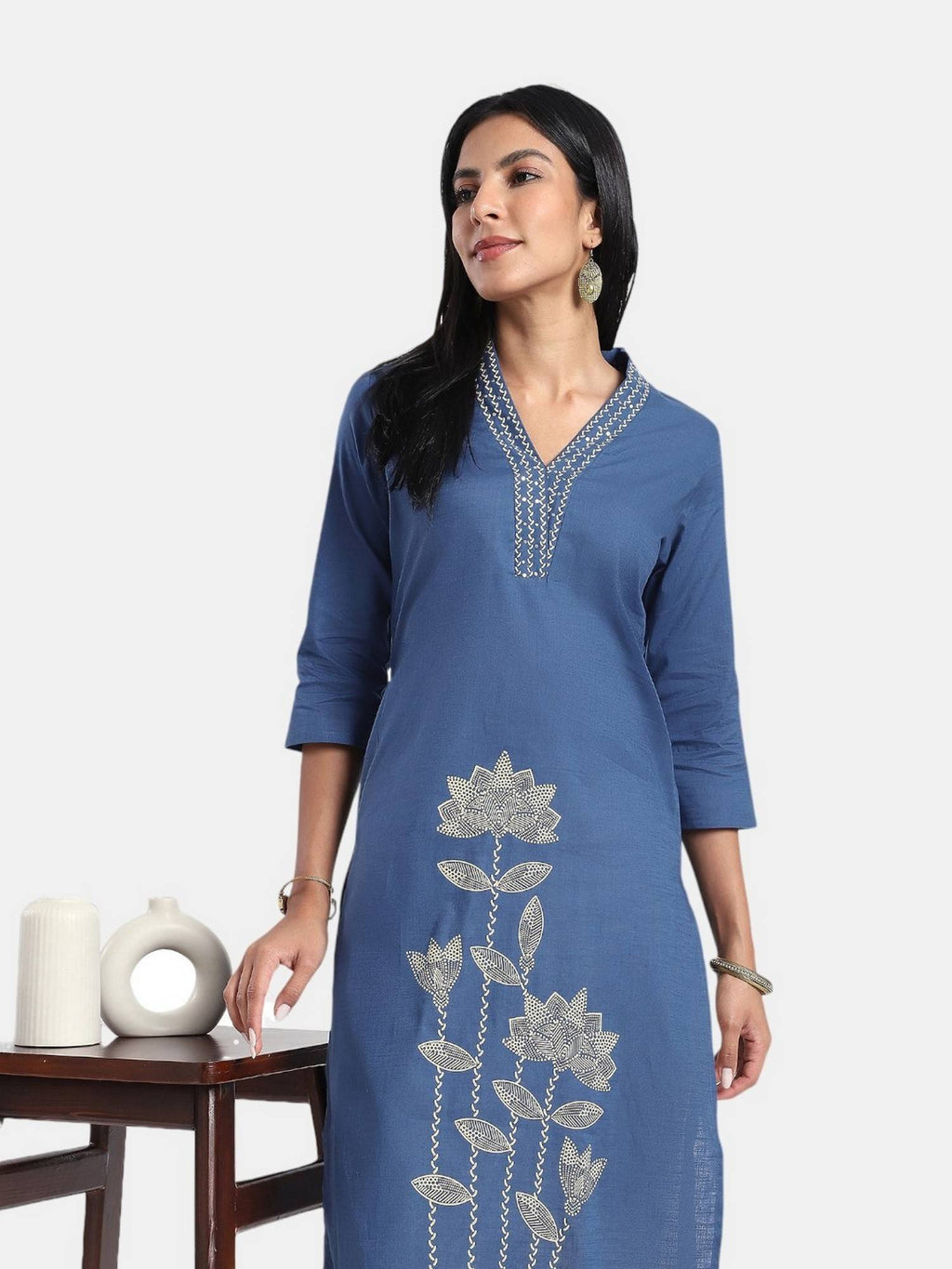 Regular Fit Printed Blue Kurta | U3S - view 7