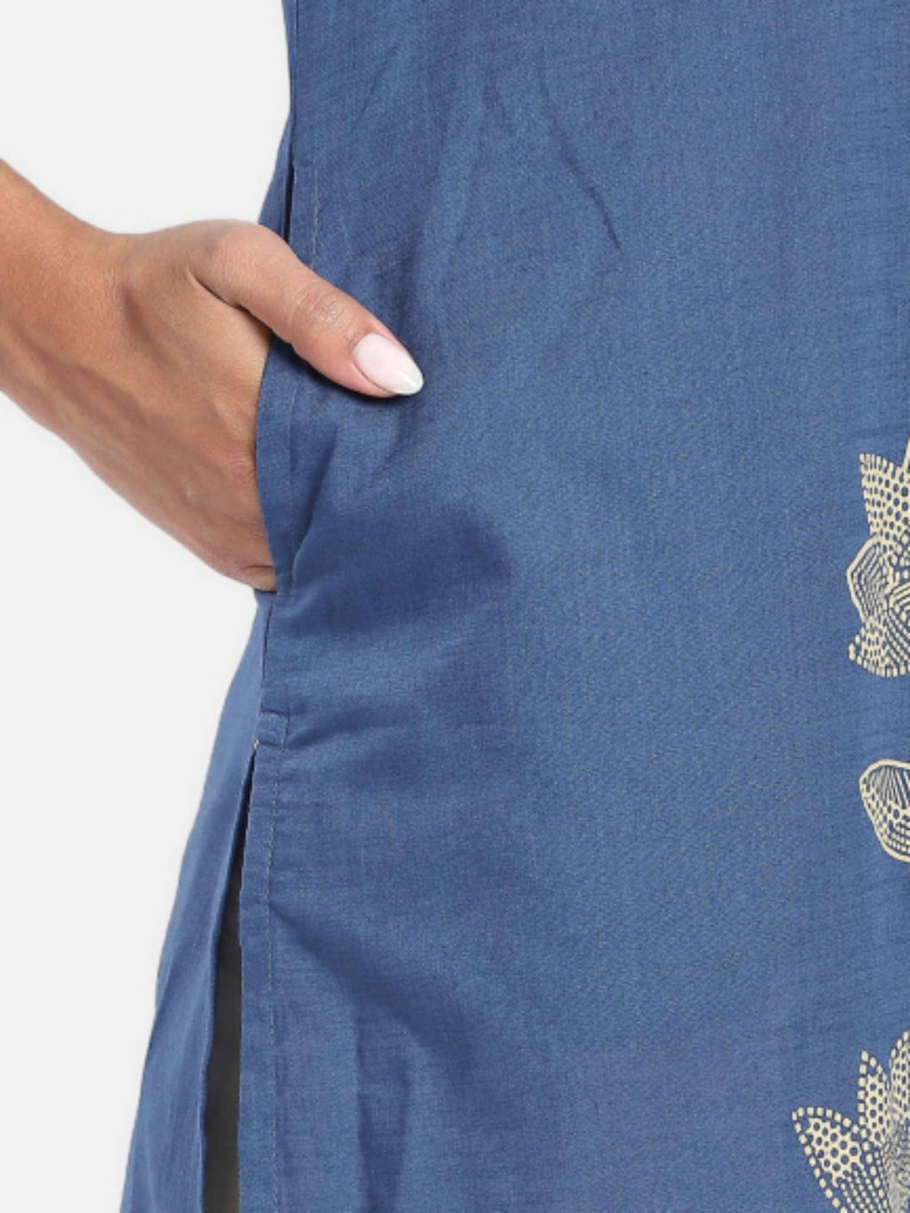 Regular Fit Printed Blue Kurta | U3S - view 8