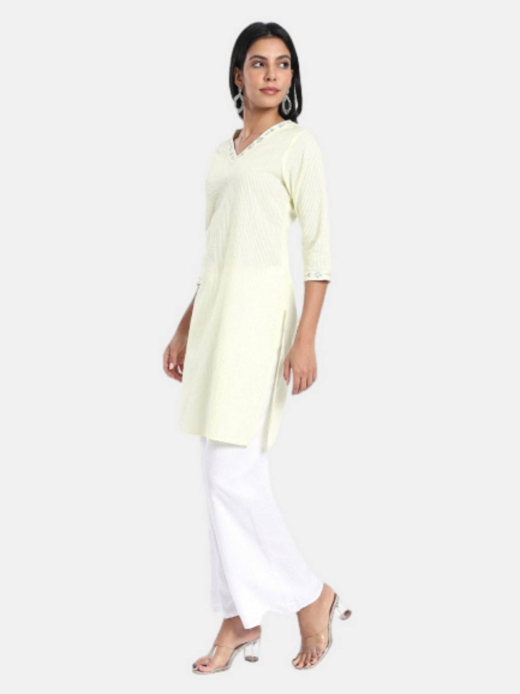 Regular Fit Embraided Blue Kurta | U3S - view 12
