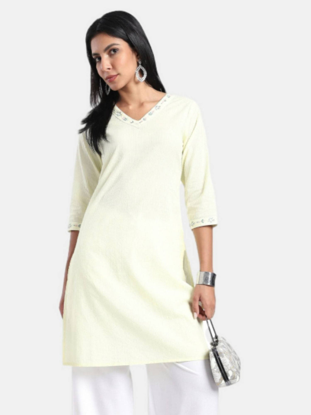 Regular Fit Embraided Blue Kurta | U3S - view 14