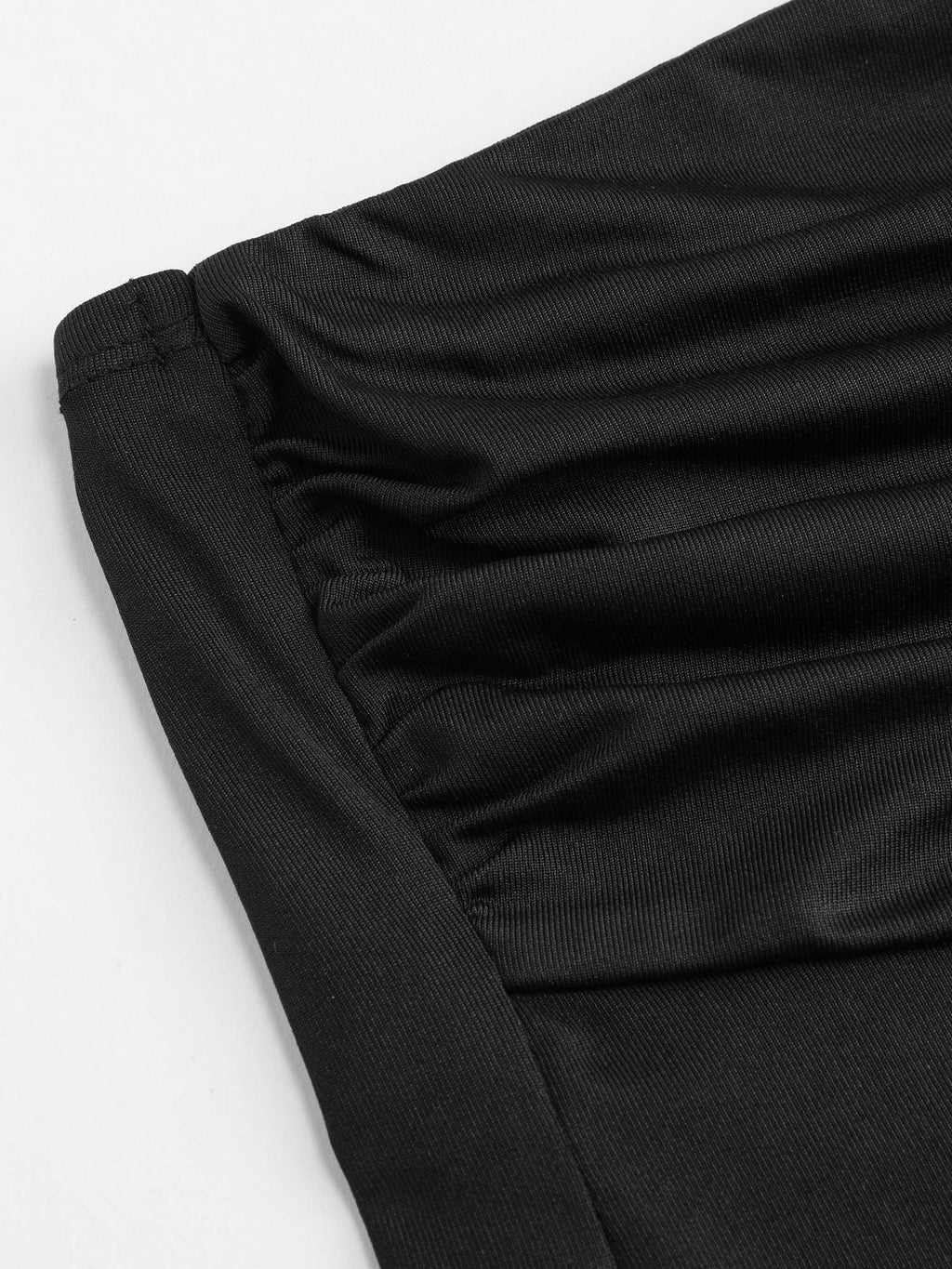 Black Ruched Asymmetrical Hem Tube Top | TT90 - view 6