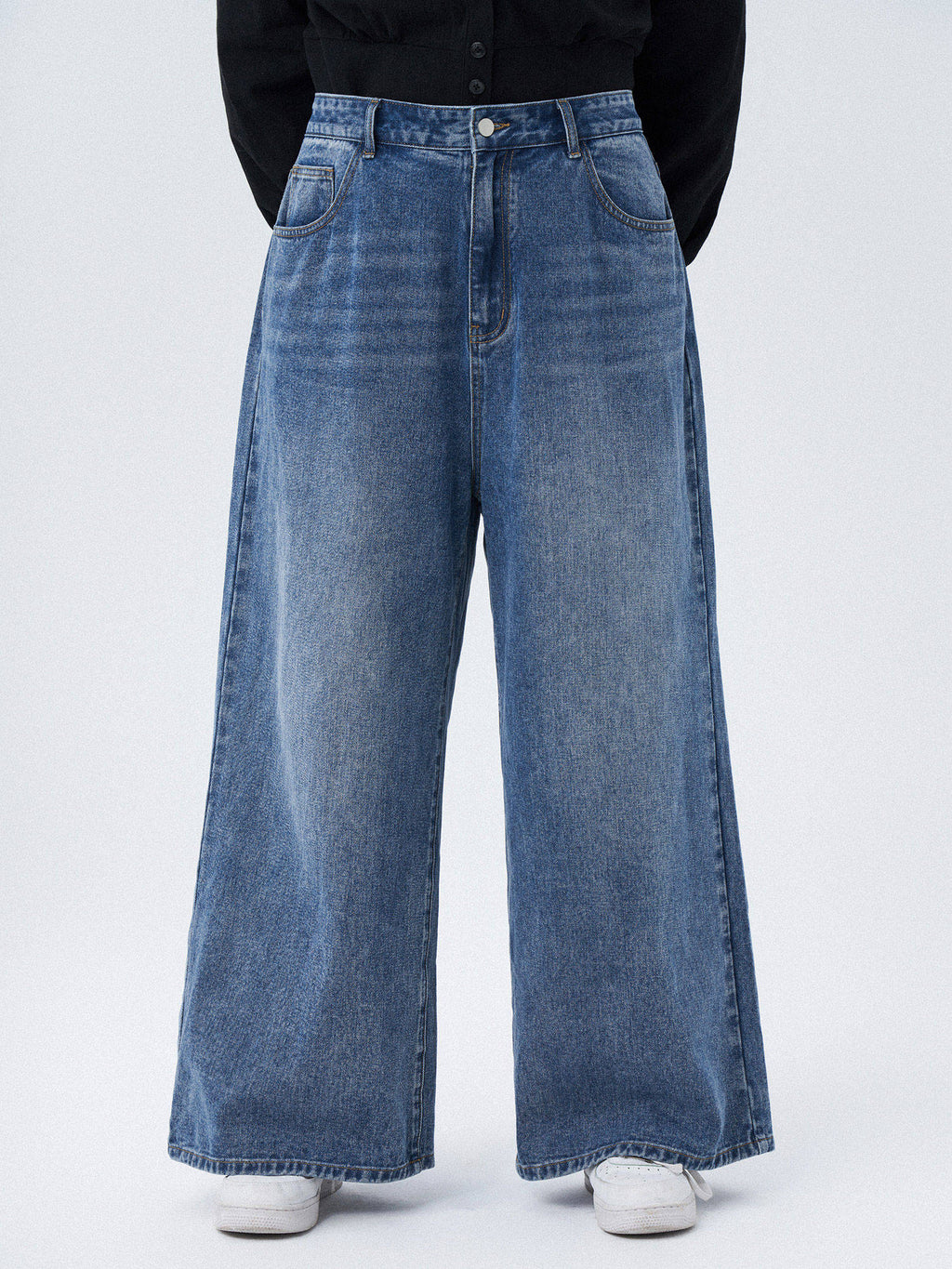 Denim Solid Pocket Straight Leg Jeans Curve & Plus | ST23 - view 1