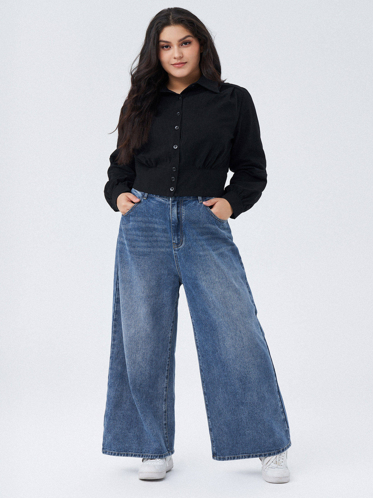 Denim Solid Pocket Straight Leg Jeans Curve & Plus | ST23 - view 4