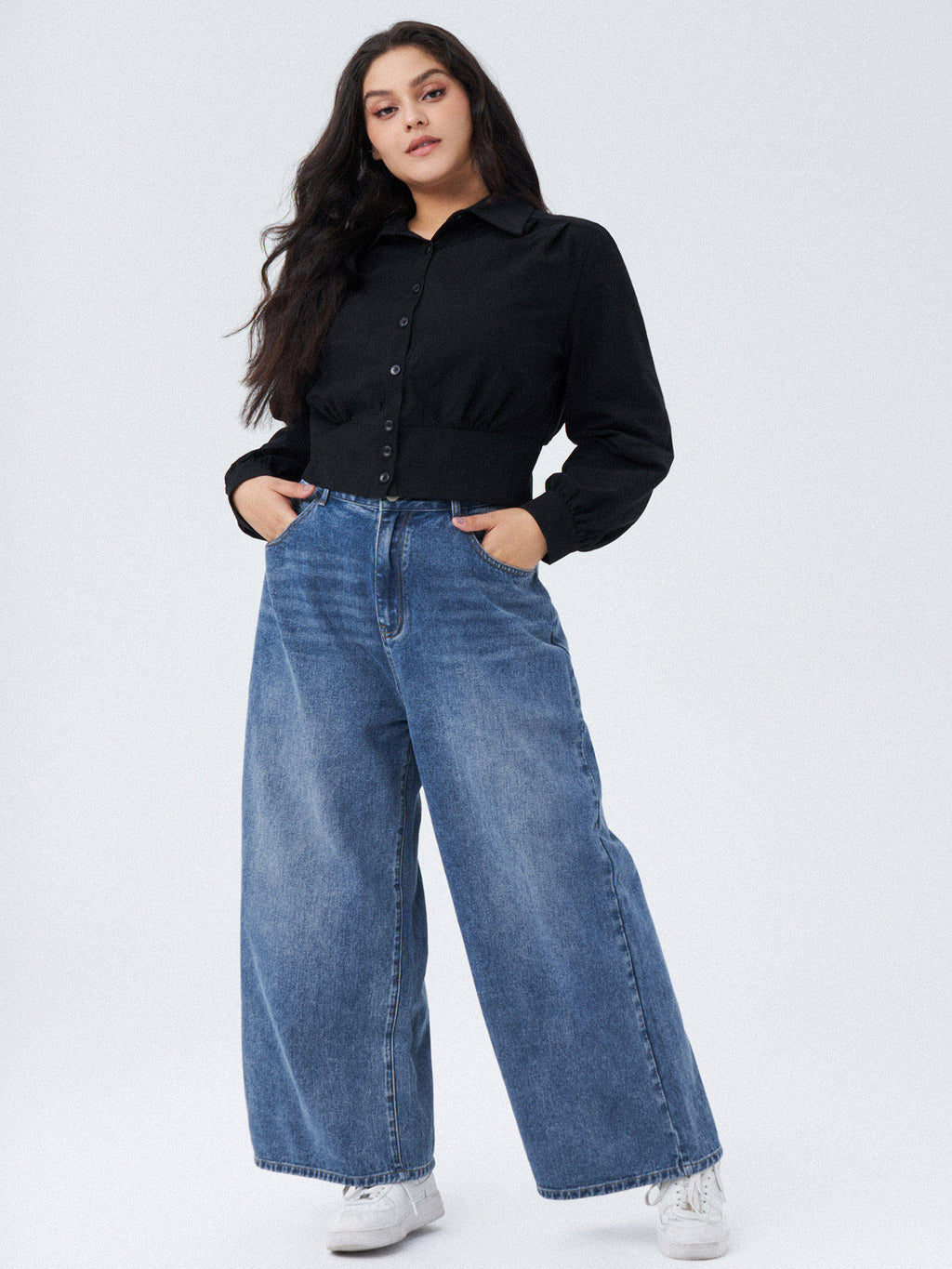 Denim Solid Pocket Straight Leg Jeans Curve & Plus | ST23 - view 5