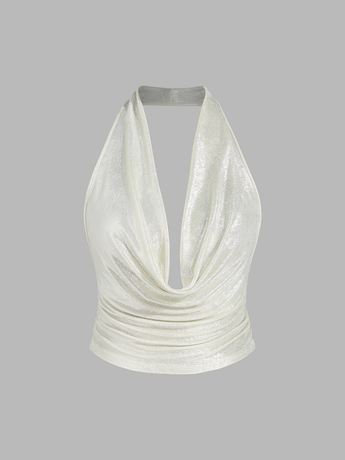 Cowl Neck Backless Crop Top with Solid Tube Top | TT90 - view 6